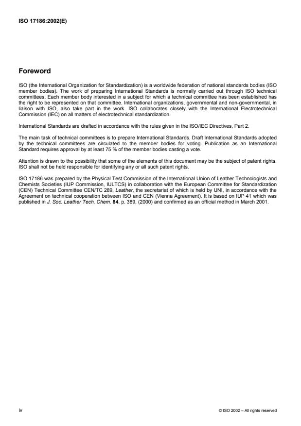 ISO 17186:2002 ISO 17186:2002 - Leather -- Physical and mechanical tests -- Determination of surface coating thickness - Page 4 preview