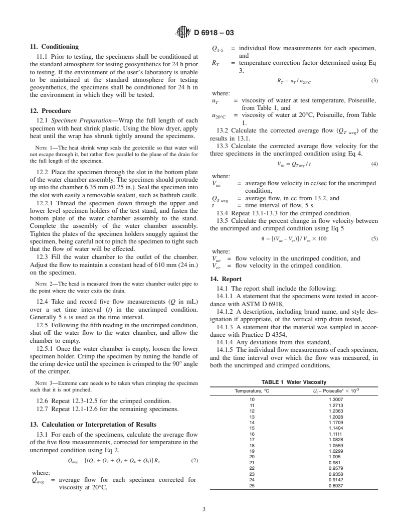 ASTM D6918-03 - Standard Test Method for Testing Vertical Strip Drains in the Crimped Condition