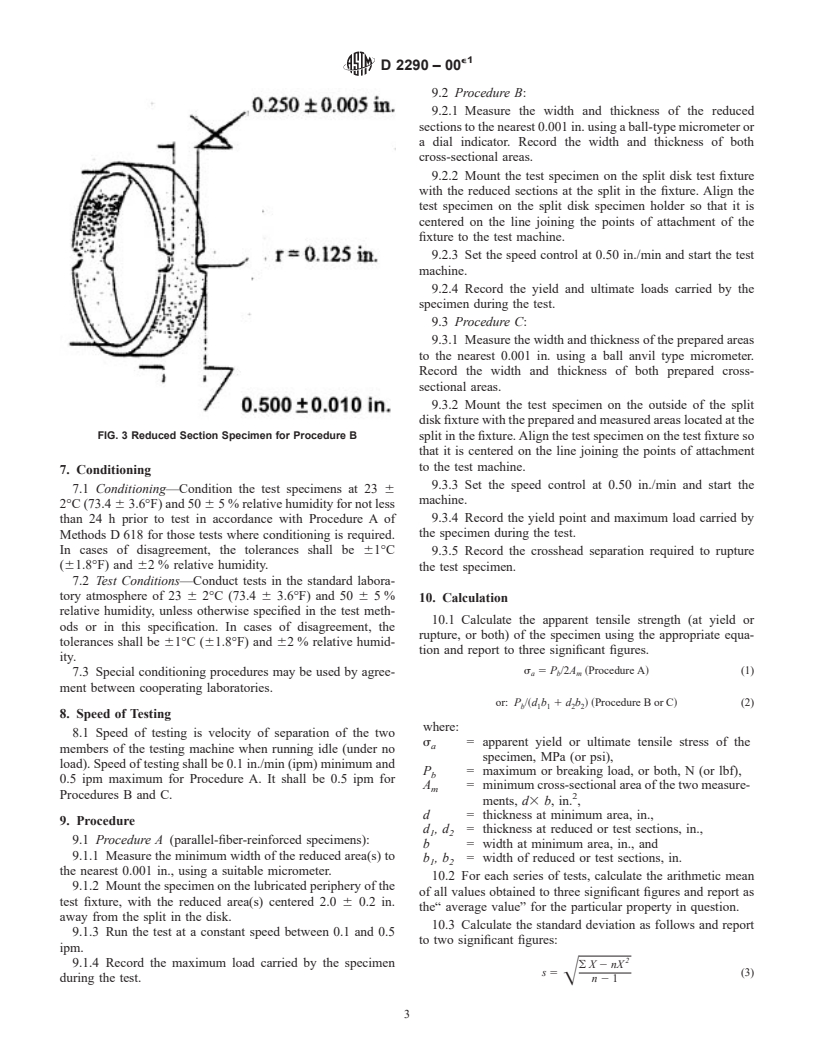 ASTM D2290-00e1 - Standard Test Method for Apparent Hoop Tensile Strength of Plastic or Reinforced Plastic Pipe by Split Disk Method