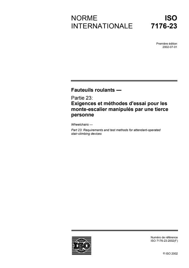 ISO 7176-23:2002 - Fauteuils roulants