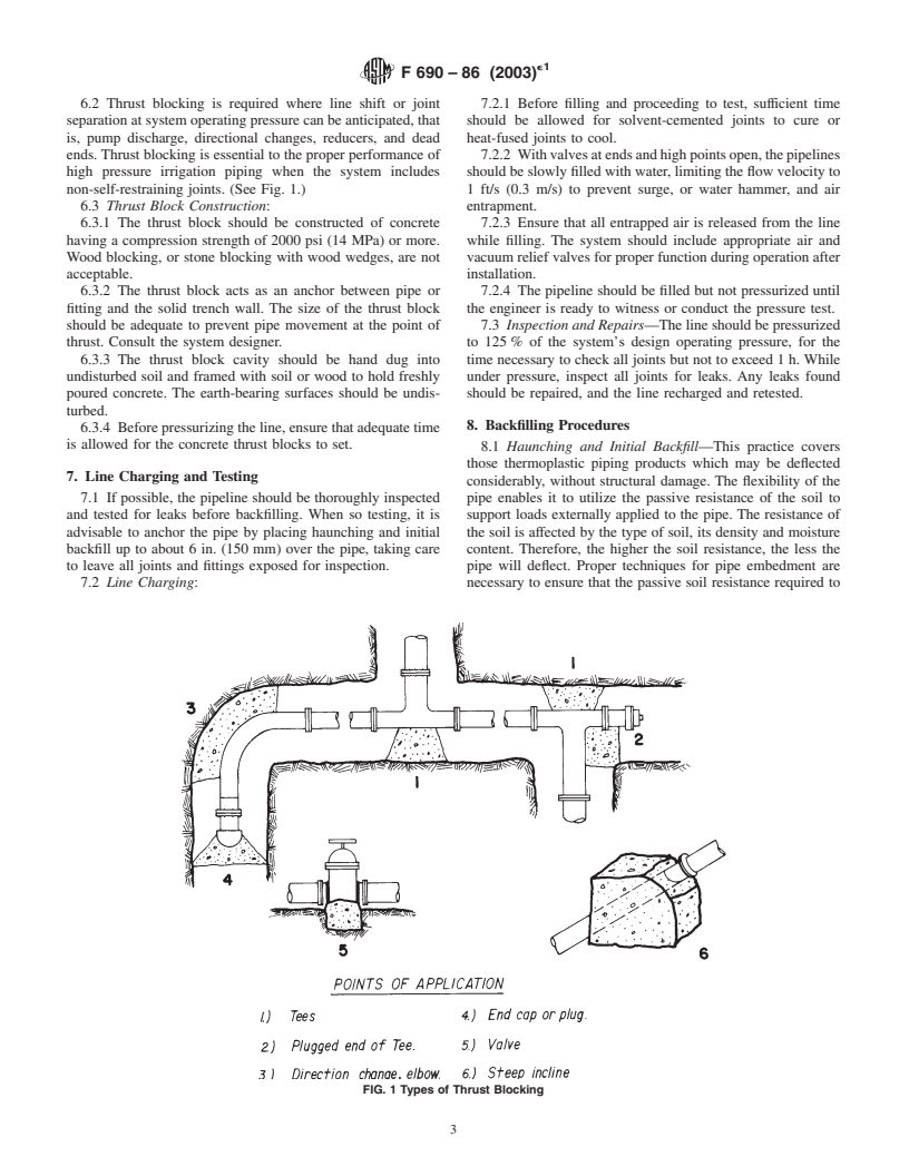 ASTM F690-86(2003)e1 - Standard Practice for Underground Installation of Thermoplastic Pressure Piping Irrigation Systems