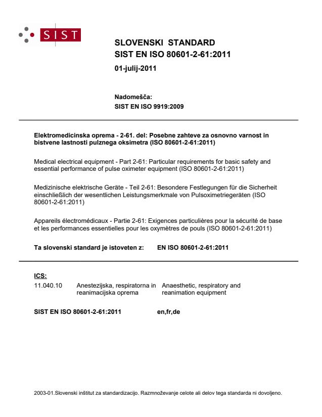 EN ISO 80601-2-61:2011 - BARVE