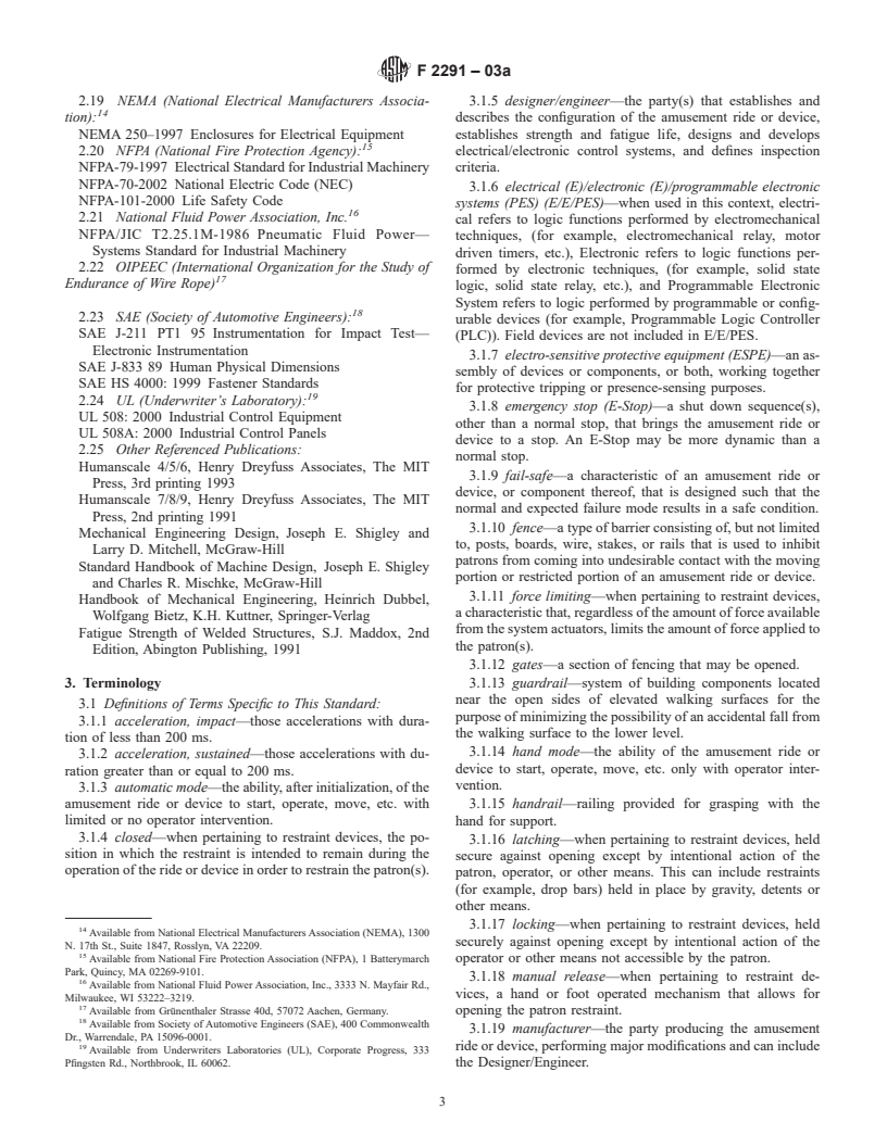 ASTM F2291-03a - Standard Practice for Design of Amusement Rides and Devices