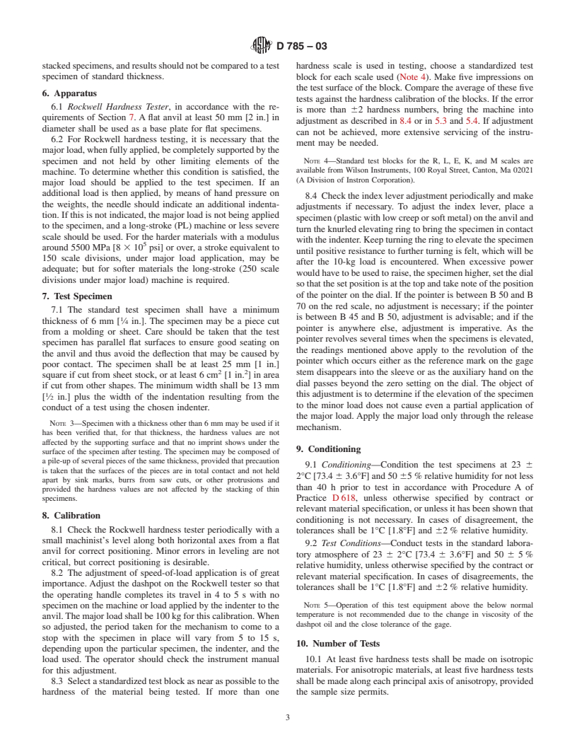 ASTM D785-03 - Standard Test Method for Rockwell Hardness of Plastics and Electrical Insulating Materials