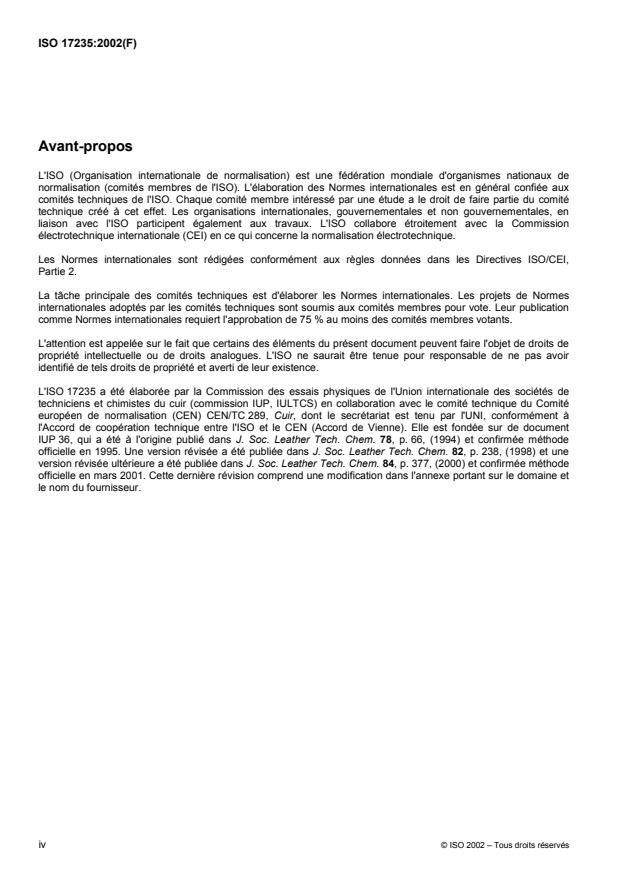 ISO 17235:2002 ISO 17235:2002 - Cuir -- Essais physiques et mécaniques -- Détermination de la souplesse - Page 4 preview