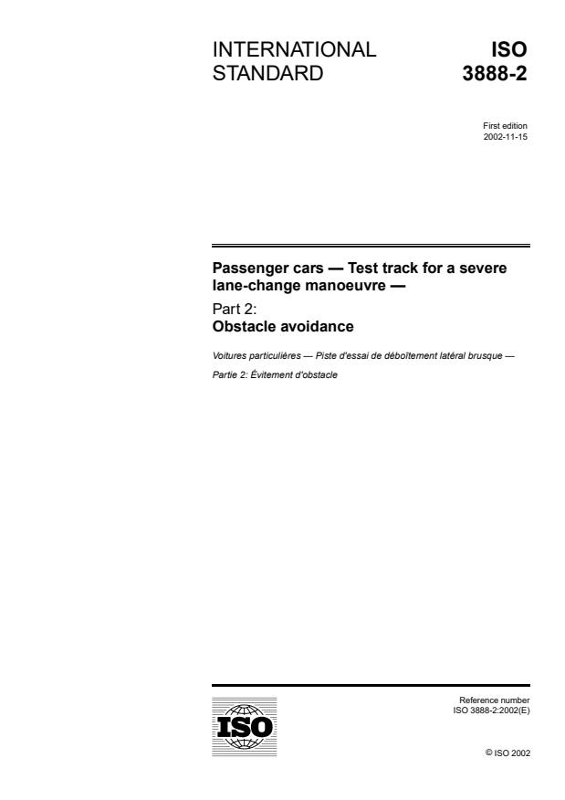 ISO 3888-2:2002 - Passenger cars -- Test track for a severe lane-change manoeuvre