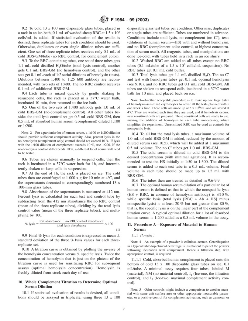 ASTM F1984-99(2003) - Standard Practice for Testing for Whole Complement Activation in Serum by Solid Materials