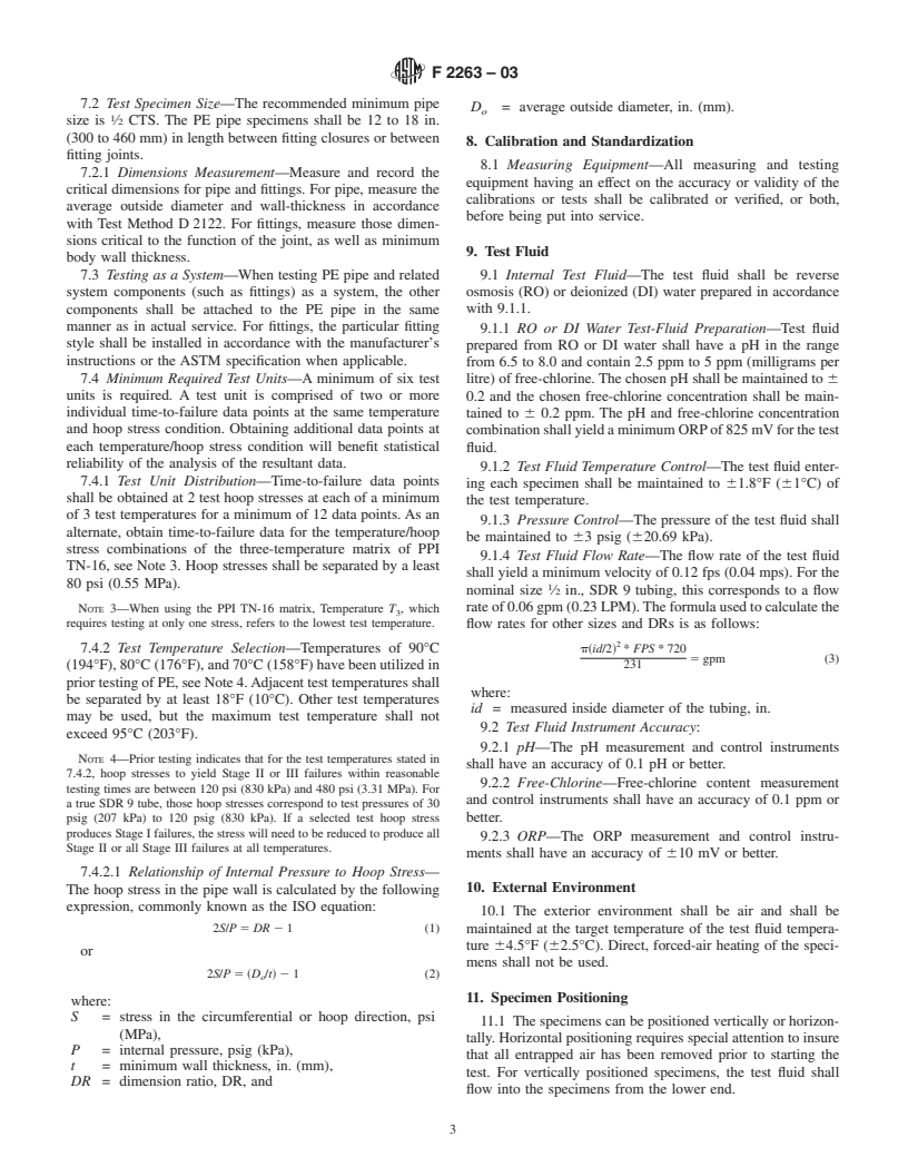 ASTM F2263-03 - Standard Test Method for Evaluating the Oxidative Resistance of Polyethylene (PE) Pipe to Chlorinated Water