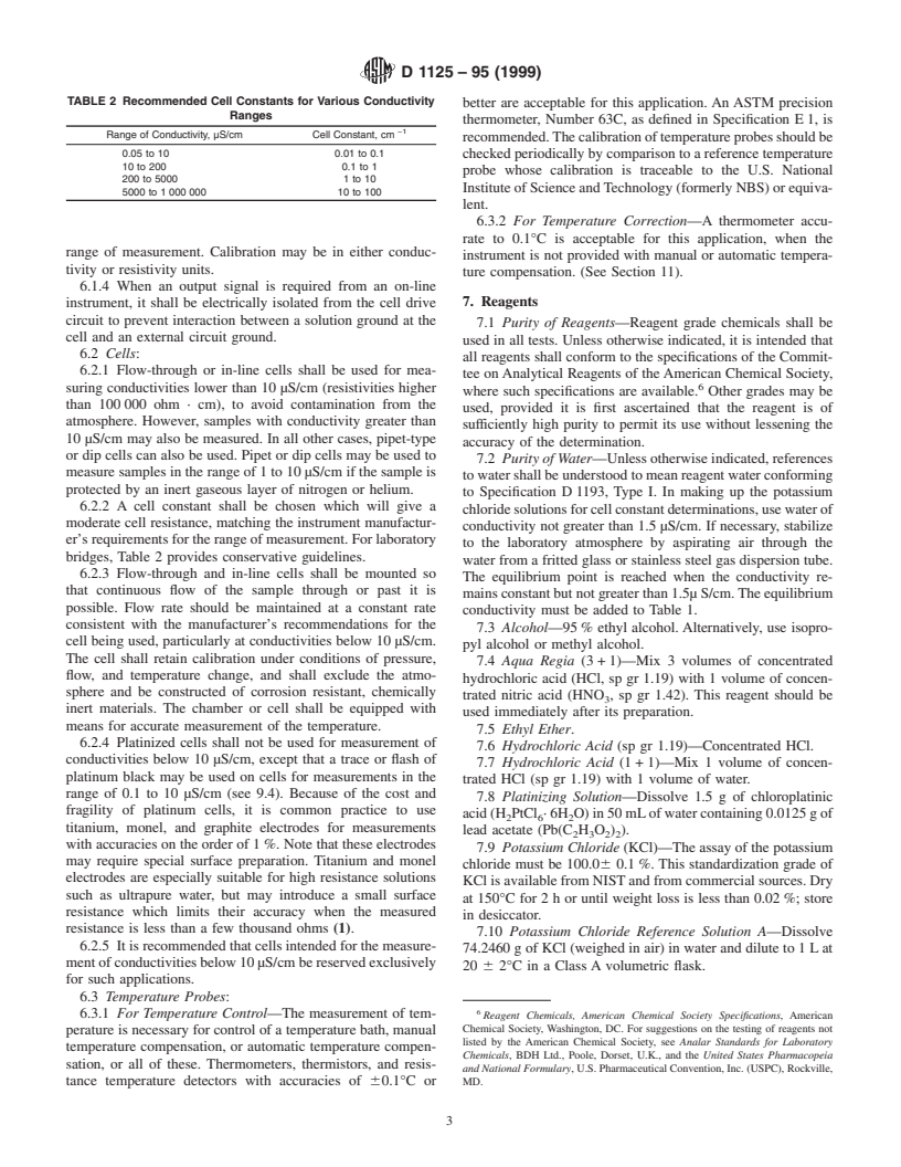 ASTM D1125-95(1999) - Standard Test Methods for Electrical Conductivity and Resistivity of Water