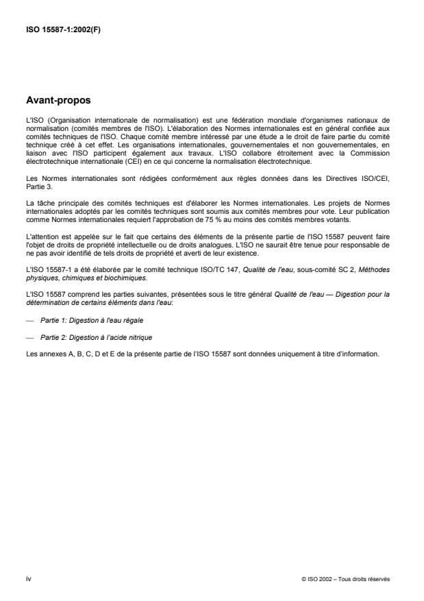 ISO 15587-1:2002 ISO 15587-1:2002 - Qualité de l'eau -- Digestion pour la détermination de certains éléments dans l'eau - Page 4 preview