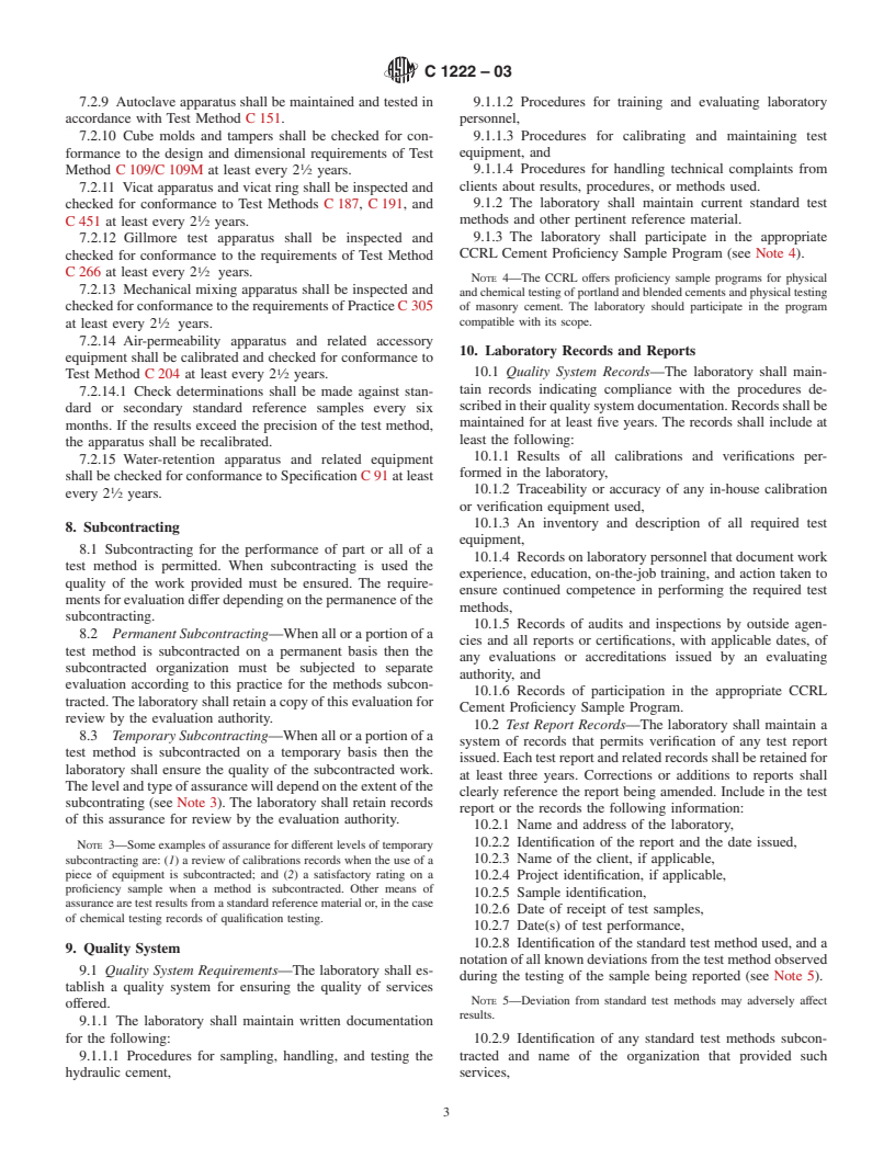 ASTM C1222-03 - Standard Practice for Evaluation of Laboratories Testing Hydraulic Cement