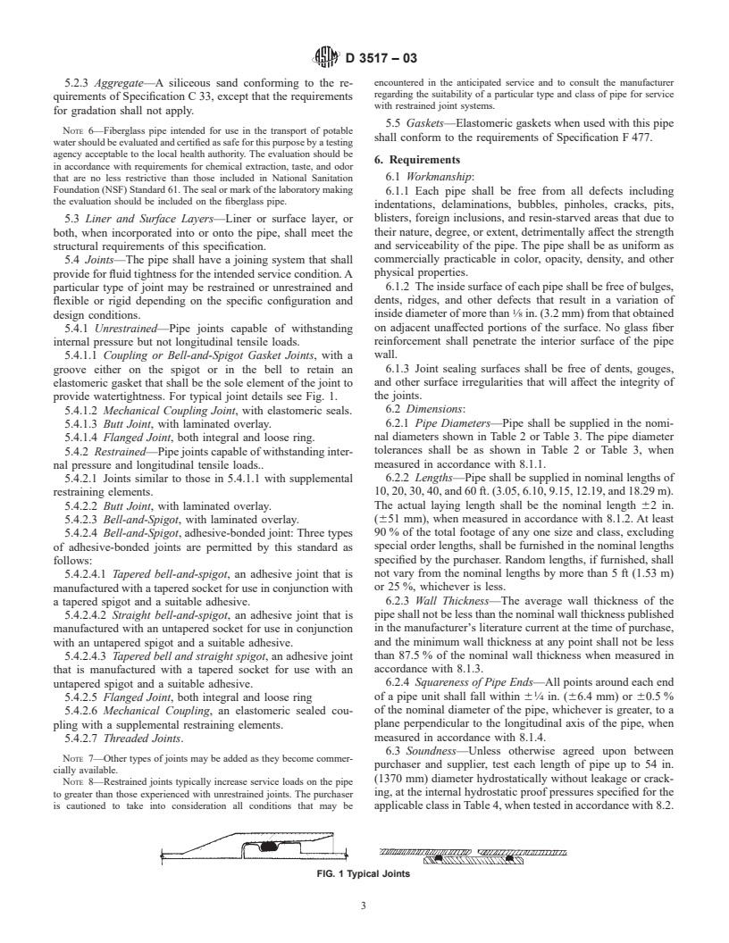 ASTM D3517-03 - Standard Specification for "Fiberglass" (Glass-Fiber-Reinforced Thermosetting-Resin) Pressure Pipe