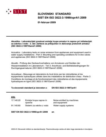 EN ISO 3822-3:1999/oprA1:2009