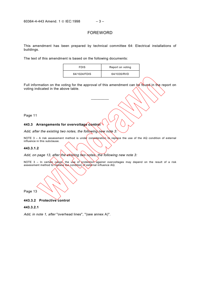 IEC 60364-4-443:1995/AMD1:1998 - Amendment 1 - Electrical installations of buildings - Part 4: Protection for safety - Chapter 44: Protection against overvoltages - Section 443: Protection against overvoltages of atmospheric origin or due to switching
Released:11/13/1998
Isbn:2831845599