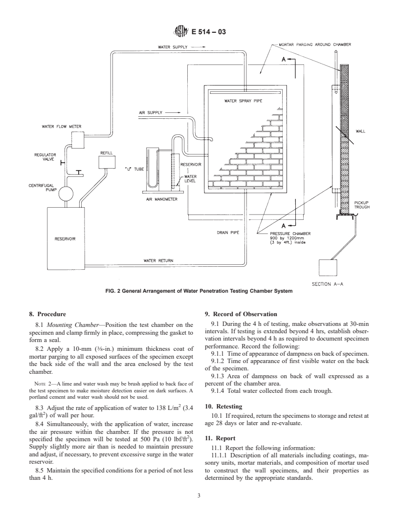 ASTM E514-03 - Standard Test Method for Water Penetration and Leakage Through Masonry