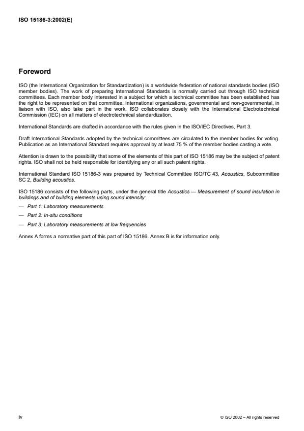 ISO 15186-3:2002 ISO 15186-3:2002 - Acoustics -- Measurement of sound insulation in buildings and of building elements using sound intensity - Page 4 preview