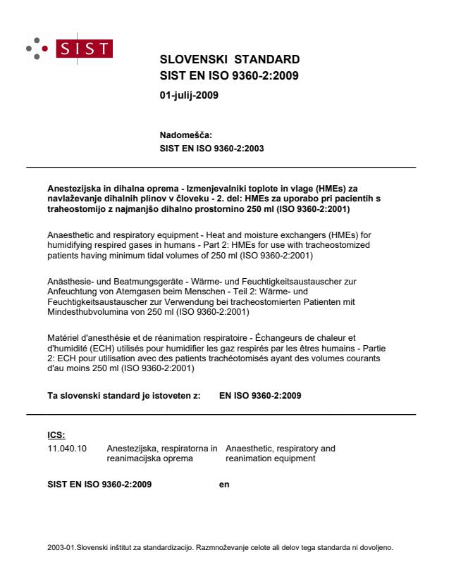 EN ISO 9360-2:2009 EN ISO 9360-2:2009 - Page 1 preview