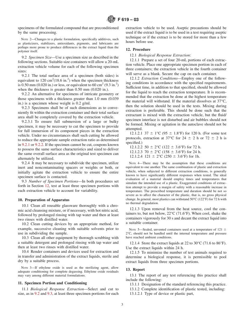 ASTM F619-03 - Standard Practice for Extraction of Medical Plastics