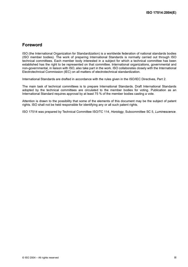 ISO 17514:2004 - Time-measuring instruments -- Photoluminescent deposits -- Test methods and requirements