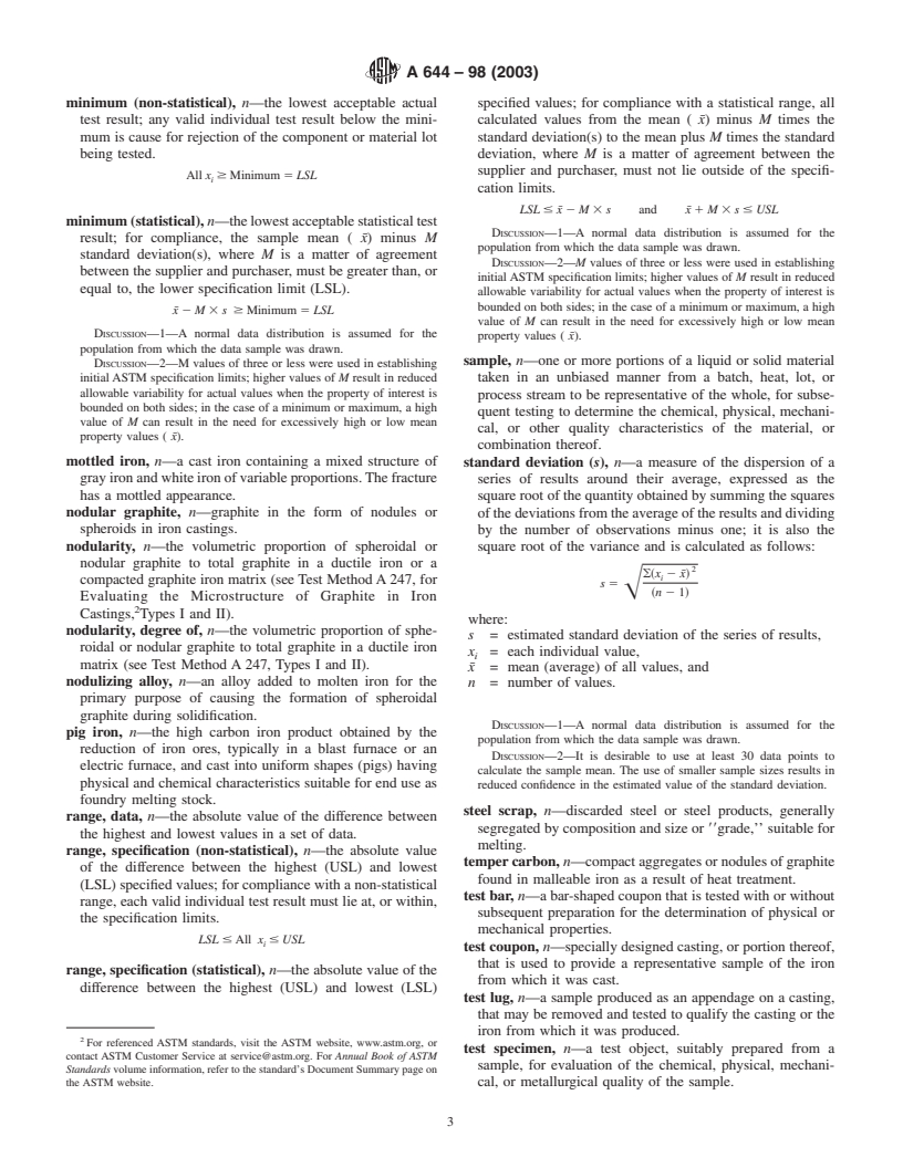 ASTM A644-98(2003) - Standard Terminology Relating to Iron Castings