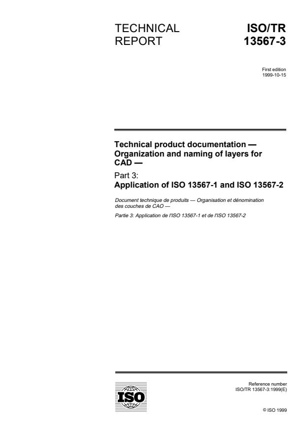 ISO/TR 13567-3:1999 - Technical product documentation -- Organization and naming of layers for CAD