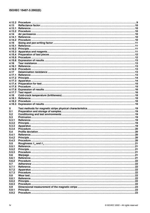 ISO/IEC 15457-3:2002 ISO/IEC 15457-3:2002 - Identification cards -- Thin flexible cards - Page 4 preview