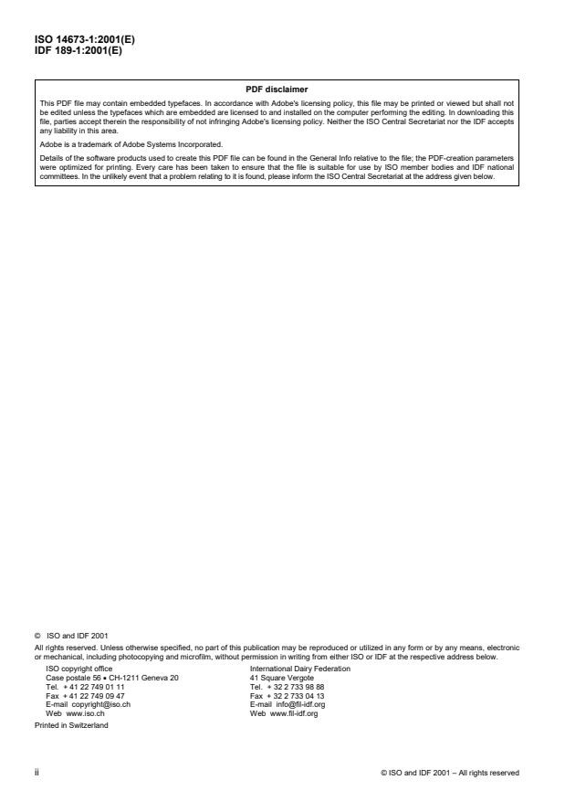 ISO 14673-1:2001 ISO 14673-1:2001 - Milk and milk products -- Determination of nitrate and nitrite contents - Page 2 preview