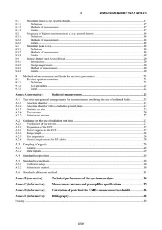 SIST EN 302 500-1 V2.1.1:2010 ETSI EN 302 500-1 V2.1.1 (2010-01) - Electromagnetic compatibility and Radio spectrum Matters (ERM); Short Range Devices (SRD) using Ultra WideBand (UWB) technology; Location Tracking equipment operating in the frequency range from 6 GHz to 9 GHz; Part 1: Technical characteristics and methods of measurement - Page 4 preview