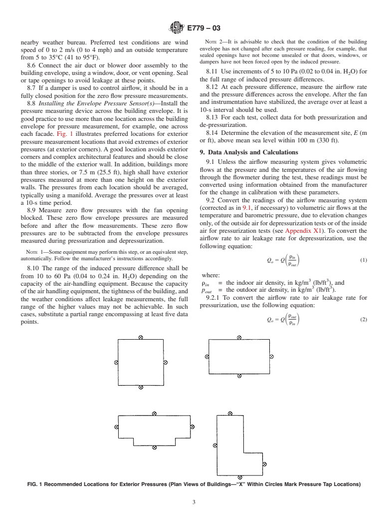 ASTM E779-03 - Standard Test Method for Determining Air Leakage Rate by Fan Pressurization