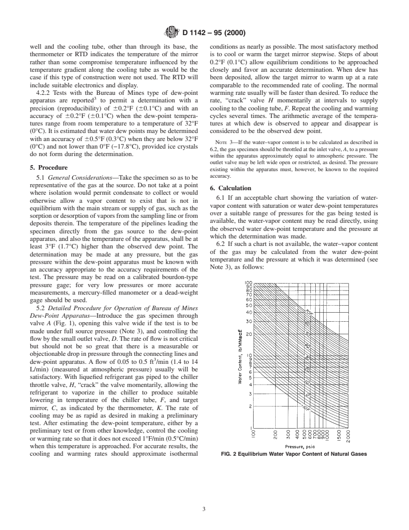 ASTM D1142-95(2000) - Standard Test Method for Water Vapor Content of Gaseous Fuels by Measurement of Dew-Point Temperature