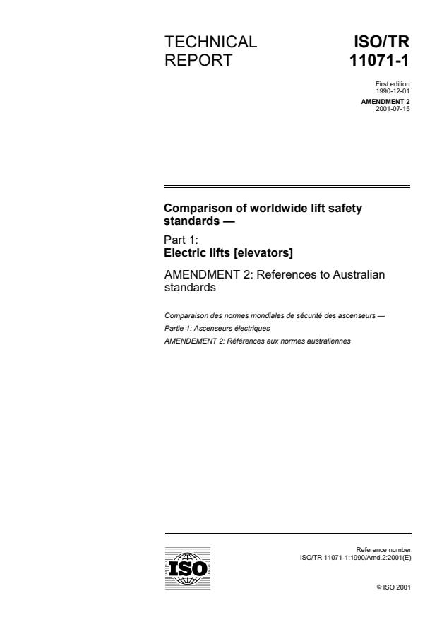 ISO/TR 11071-1:1990/Amd 2:2001 - References to Australian standards