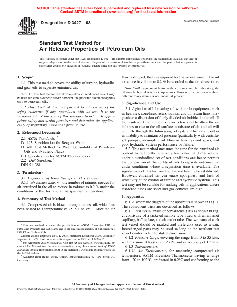 ASTM D3427-03 - Standard Test Method for Air Release Properties of Petroleum Oils