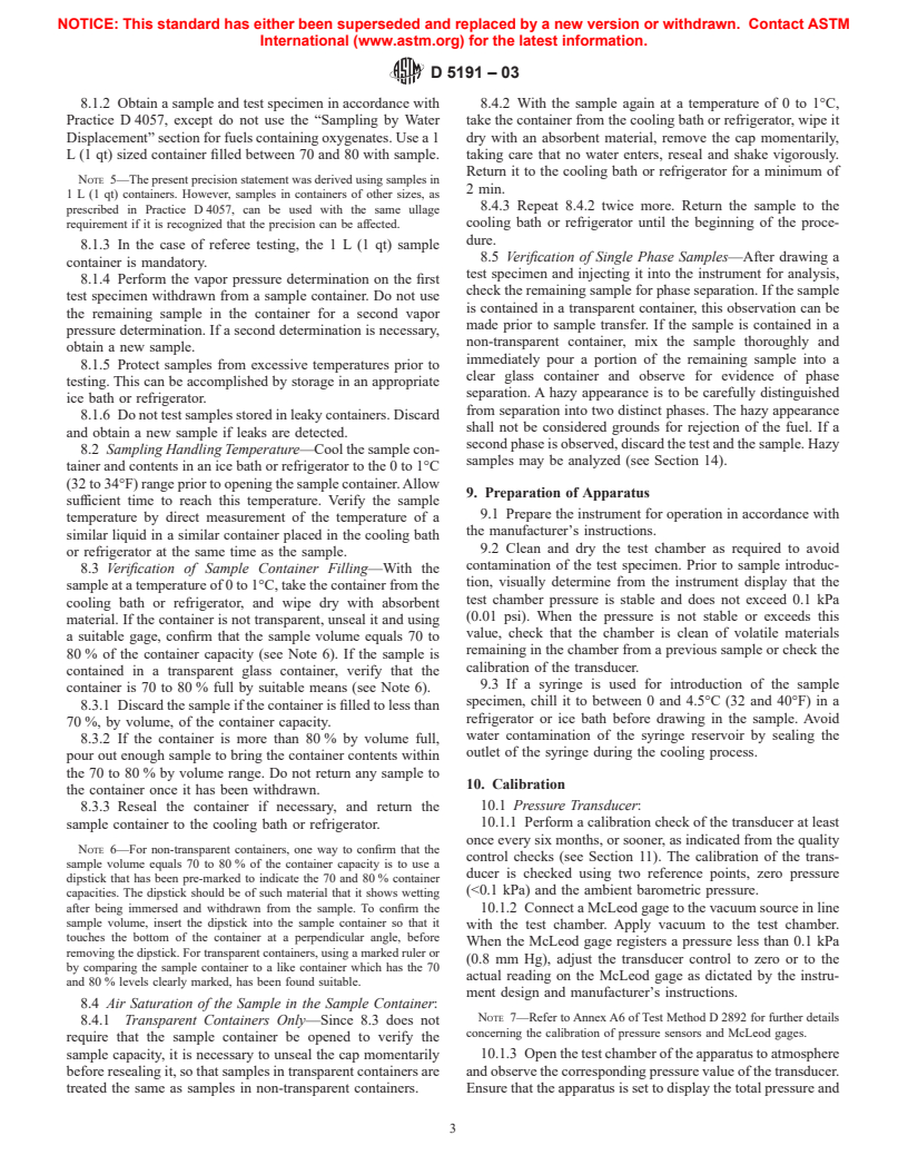 ASTM D5191-03 - Standard Test Method for Vapor Pressure of Petroleum Products (Mini Method)