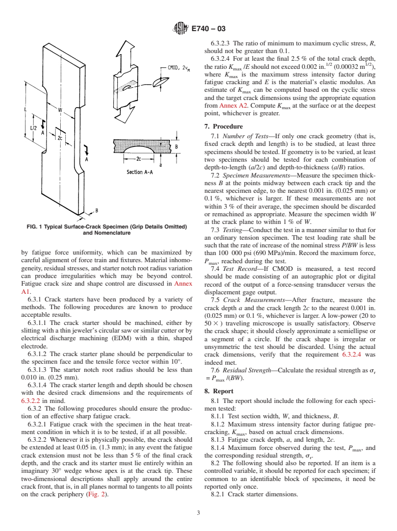 ASTM E740-03 - Standard Practice for Fracture Testing with Surface-Crack Tension Specimens