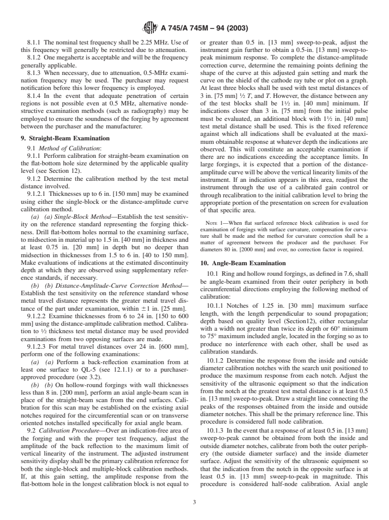 ASTM A745/A745M-94(2003) - Standard Practice for Ultrasonic Examination of Austenitic Steel Forgings