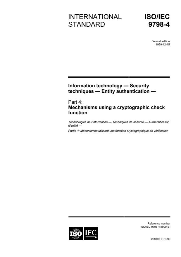 ISO/IEC 9798-4:1999 - Information technology -- Security techniques -- Entity authentication