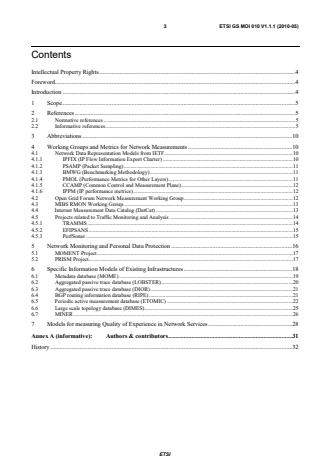 ETSI GS 010 V1.1.1 (2010-05) - Measurement Ontology for IP traffic (MOI); Report on information models for IP traffic measurement