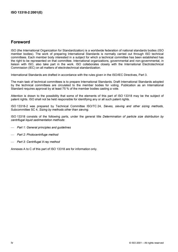 ISO 13318-2:2001 ISO 13318-2:2001 - Determination of particle size distribution by centrifugal liquid sedimentation methods - Page 4 preview