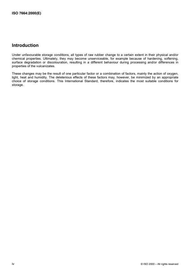 ISO 7664:2000 ISO 7664:2000 - Rubber, raw natural and raw synthetic -- General guidance on storage - Page 4 preview