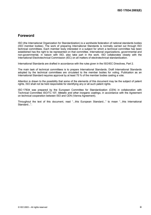 ISO 17834:2003 - Thermal spraying -- Coatings for protection against corrosion and oxidation at elevated temperatures