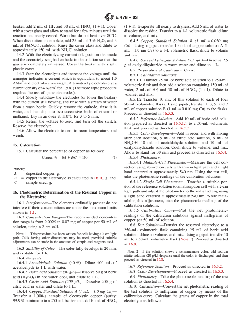 ASTM E478-03 - Standard Test Methods for Chemical Analysis of Copper Alloys