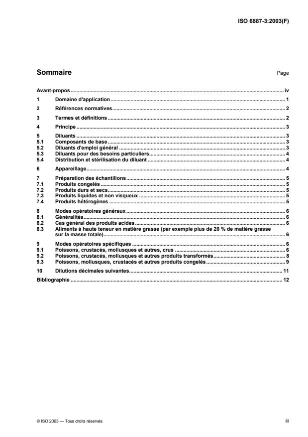 ISO 6887-3:2003 - Microbiologie des aliments -- Préparation des échantillons, de la suspension mere et des dilutions décimales en vue de l'examen microbiologique