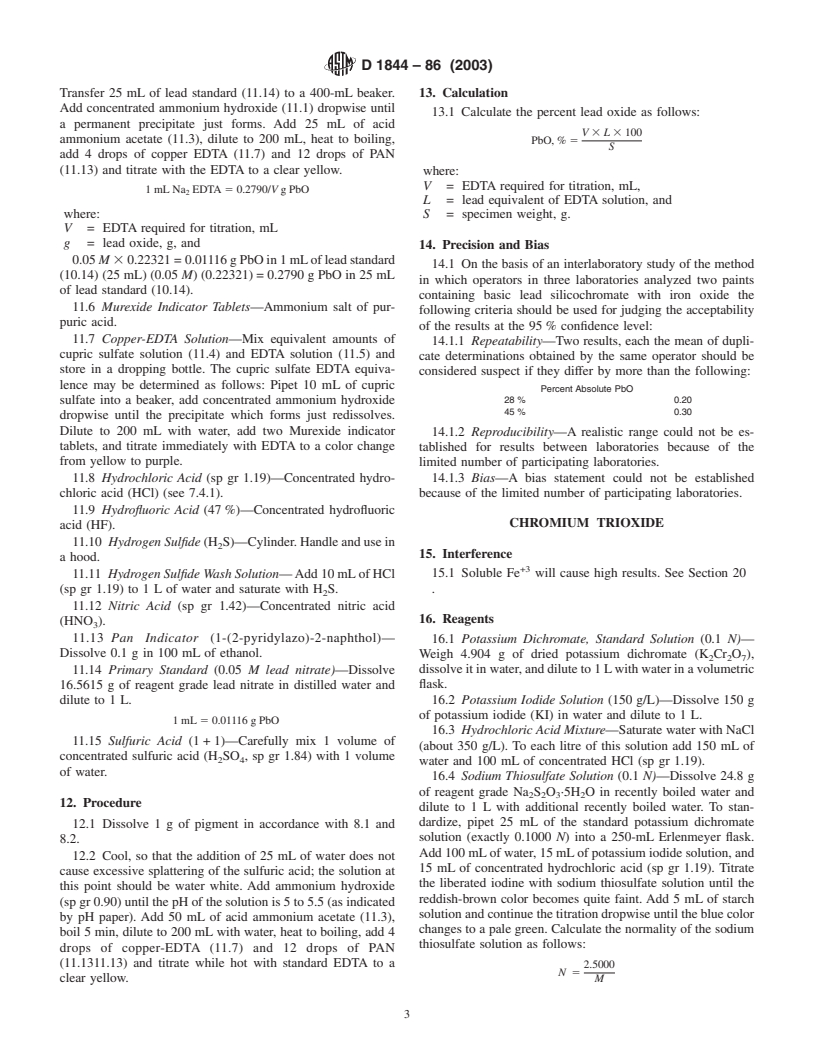 ASTM D1844-86(2003) - Standard Test Methods for Chemical Analysis of Basic Lead Silicochromate