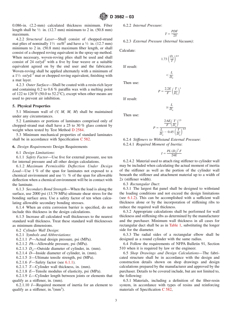 ASTM D3982-03 - Standard Specification for Contact Molded "Fiberglass" (Glass Fiber Reinforced Thermosetting Resin) Duct and Hoods