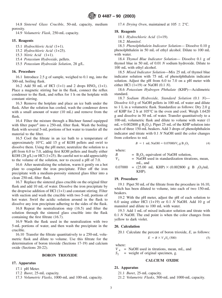 ASTM D4487-90(2003) - Standard Test Methods for Analysis of Calcium Borosilicate