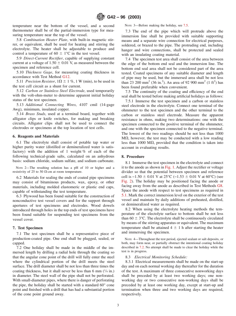 ASTM G42-96(2003) - Standard Test Method for Cathodic Disbonding of Pipeline Coatings Subjected to Elevated Temperatures