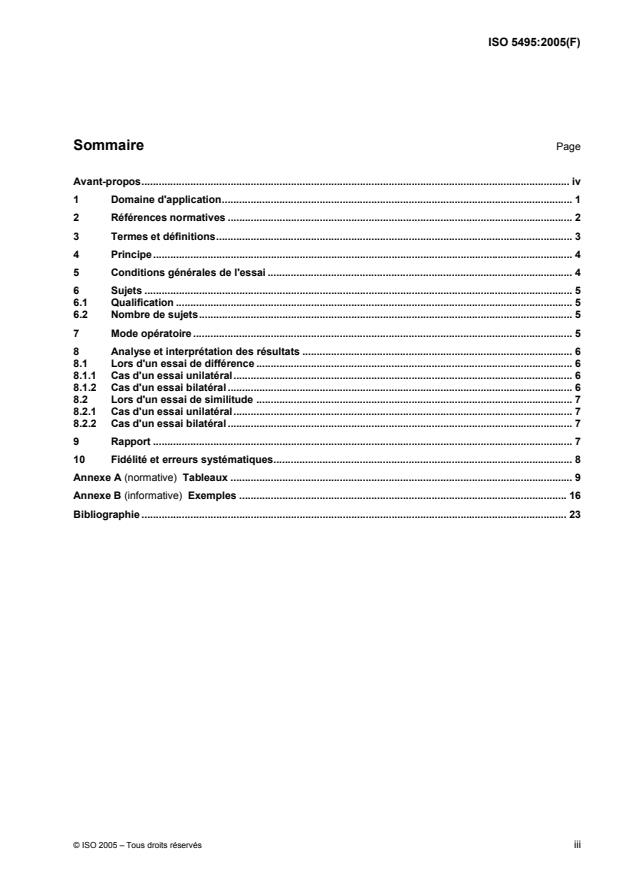 ISO 5495:2005 - Analyse sensorielle -- Méthodologie -- Essai de comparaison par paires