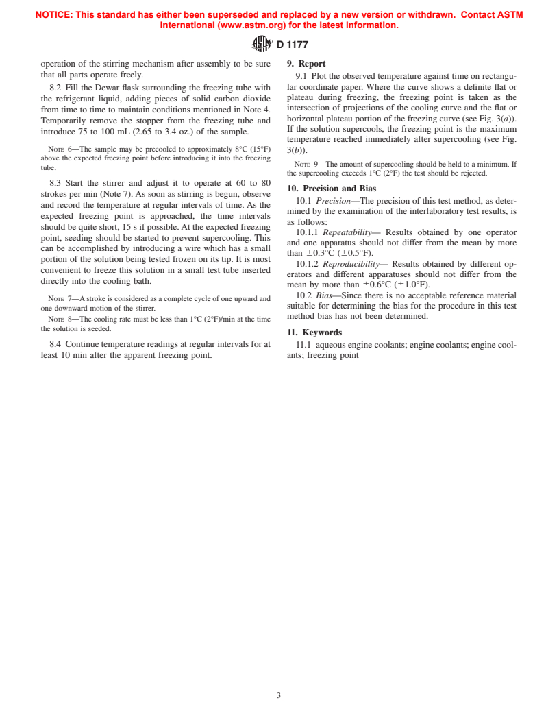 ASTM D1177-94(1998) - Standard Test Method for Freezing Point of Aqueous Engine Coolants