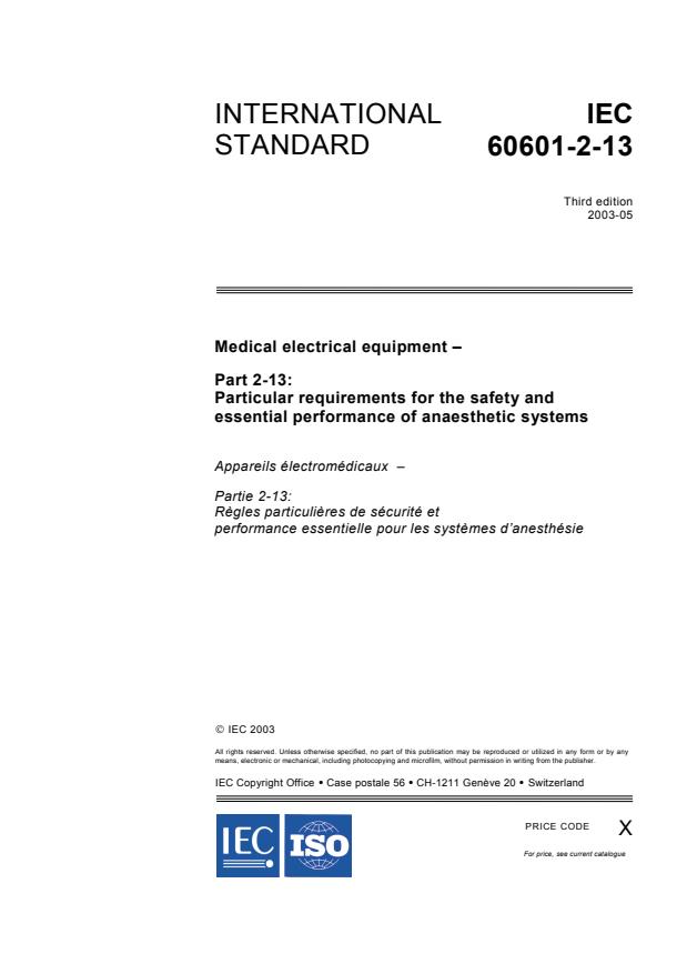 IEC 60601-2-13:2003 - Medical electrical equipment