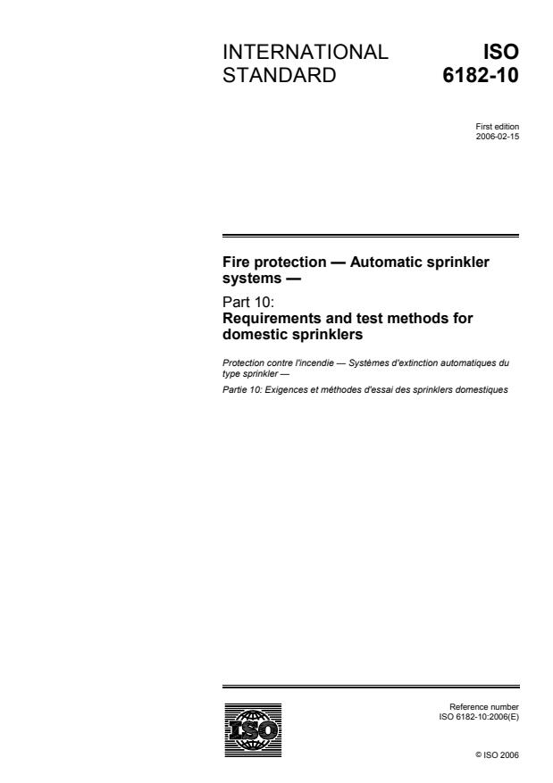 ISO 6182-10:2006 - Fire protection -- Automatic sprinkler systems
